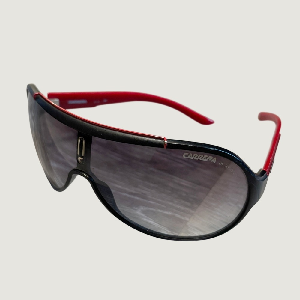 Carrera Unisex Sunglasses 99 01 115 Black Red Plastic Shield Aviator Style